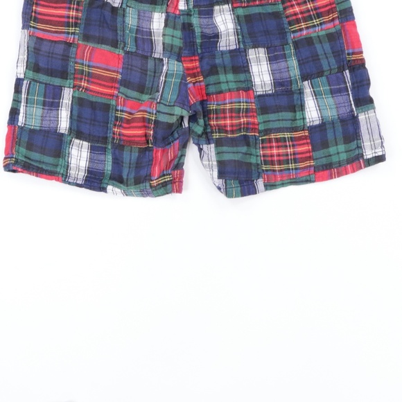 80s Mens Small Multi-Color Plaid Patchwork Shorts - Picture 7 of 9